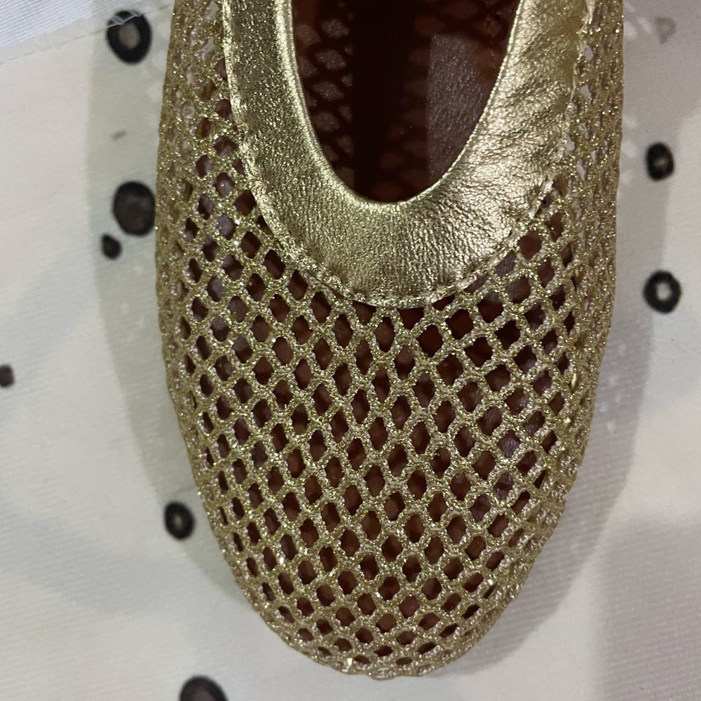 Alaïa Metallic Gold Mesh Mary Jane Shoes - Picture 5 of 12